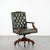English Style Dark Green Cowhide and Wooden Chesterfield Swivel Desk Chair For Sale - Image 18 of 18