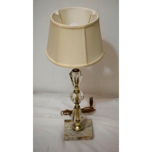 Mid 20th Century Italian Stacked Vintage Crystal Lamp With Marble Base For Sale - Image 10 of 12