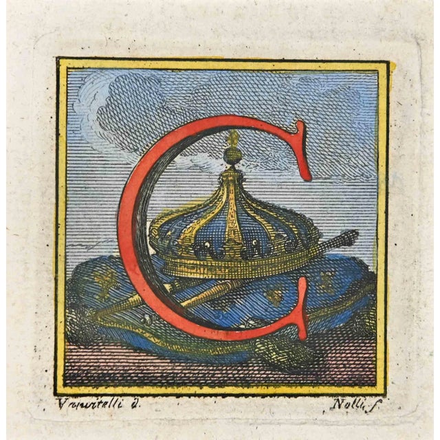 Letter of the Alphabet C from the series "Antiquities of Herculaneum", is an etching on paper realized by Luigi Vanvitelli...