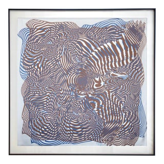 Framed Hermès Silk Scarf "Onde De Chic" by Dimitri Rybaltchenko - Midnight Black Frame For Sale