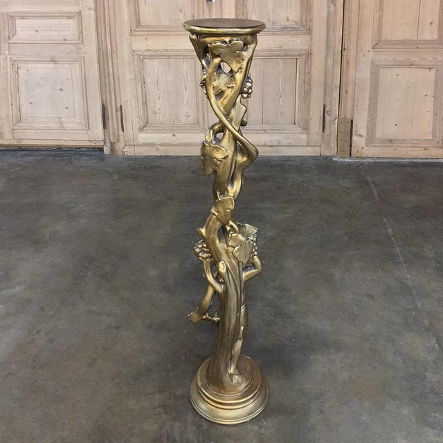 Antique Italian Giltwood Baroque Pedestal For Sale - Image 10 of 11