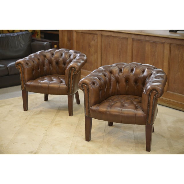 Vintage Leather Club Chairs, 1990s, Set of 2 For Sale - Image 4 of 14