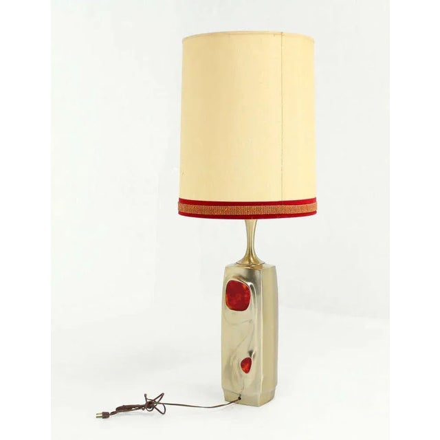 Vintage Mid-Century Modern Cast Metal Base Table Lamp For Sale - Image 10 of 11