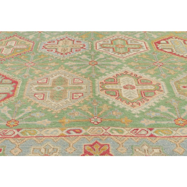 Vintage Modern Green Oushak Rug - 09'00 X 12'02 For Sale - Image 4 of 9