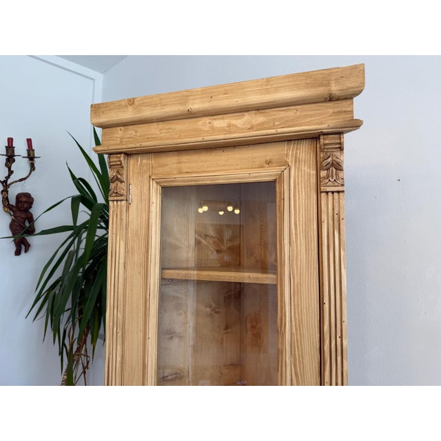Corner Display Cabinet in Natural Wood and Softwood For Sale - Image 10 of 11