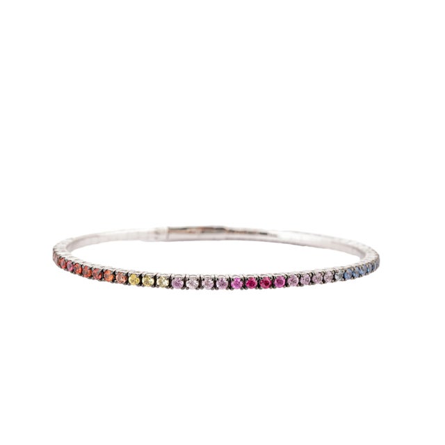 Natural multi sapphire 1.87cts bracelet in 18k gold For Sale - Image 10 of 18
