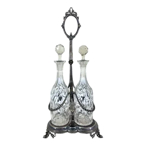 Antique English Silverplate 3-Bottle Tantalus (1 Missing), 19th/20th Century