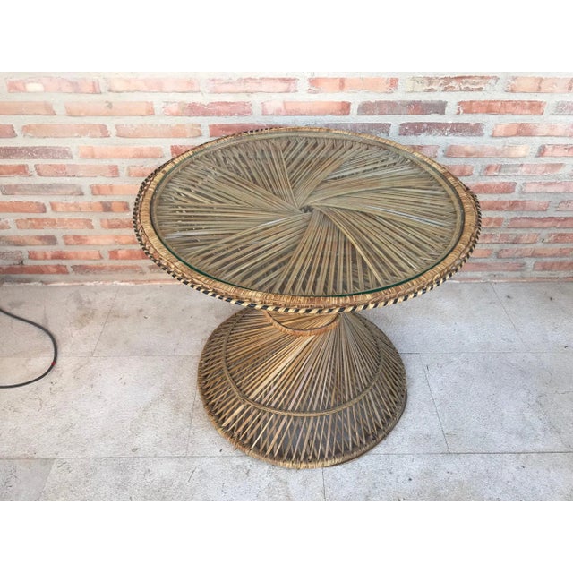 Wood Spanish Bamboo & Glass Coffee Table, 1950s For Sale - Image 7 of 12