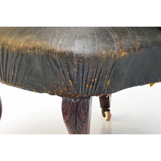 Library Armchair in Leather and Rosewood For Sale - Image 6 of 8