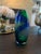 Blue Green glass Swirl Vase 12” tall 5” wide
