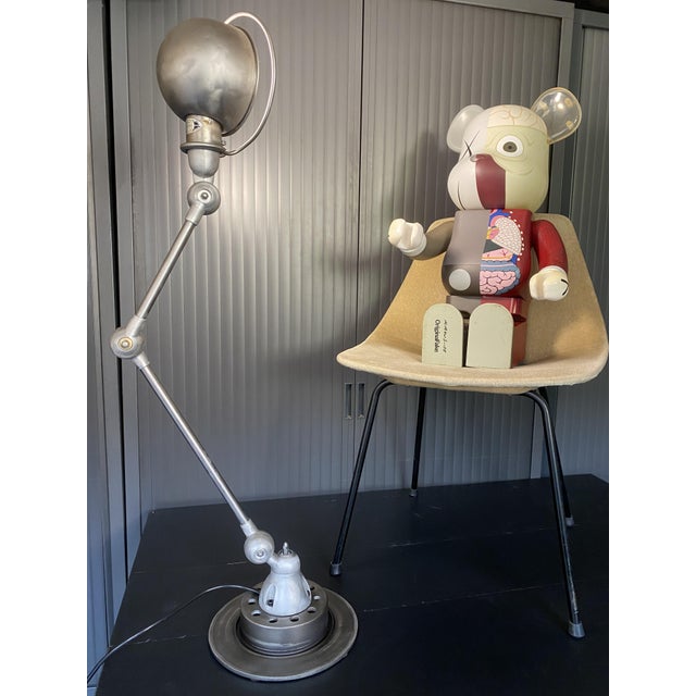 Vintage Two-Arm Lamp with Matte Clear Varnish by Jean-Louis Domecq for Jieldé, 1950s For Sale - Image 4 of 18