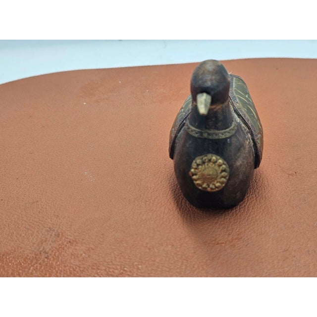 Vintage Wooden Duck in Brass-Plated, 1950s For Sale - Image 3 of 7