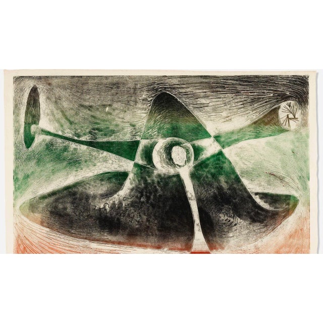 Early Important Harry Bertoia Monotype, One of his first works on paper, Monoprint on Rice Raper Signed to verso ‘HB’....