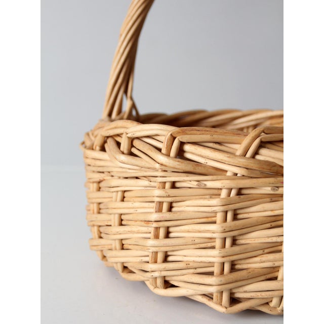 Vintage Wicker Gathering Basket For Sale - Image 9 of 12