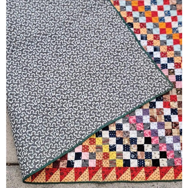Textile 19Thc Postage Stamp Quilt / Trip Around the World For Sale - Image 7 of 7