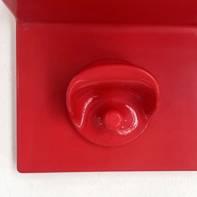 Red Coat Rack and Shelf by Marcello Siard & Olaf Von Bohr for Kartell, 1970s, in Good conditions. Designed 1970 to 1979...