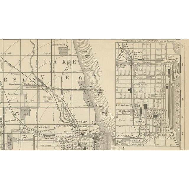 Antique Chicago Map, 1888 For Sale - Image 3 of 9