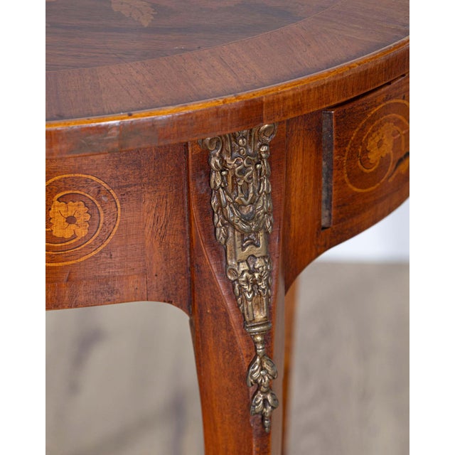 Napoleon III Marquetry Side Table with Floral Inlay, France, Late 19th Century For Sale - Image 15 of 17