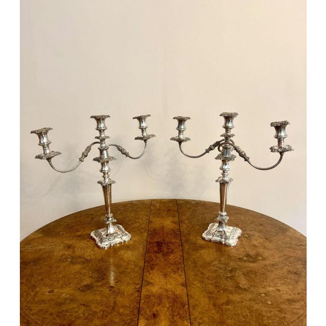 Antique Victorian Ornate Silver-Plated Candelabras, 1860, Set of 2 For Sale - Image 10 of 10