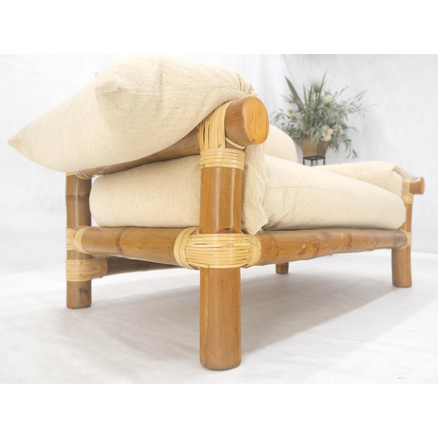 Mid-Century Modern Thick Bamboo Frame Mid Century Modern c1970s Loveseat Sofa MINT For Sale - Image 3 of 18
