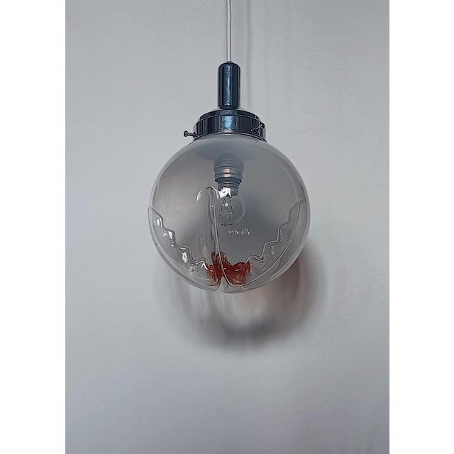 AVMazzega Vintage Murano Glass Globe Pendant Lamp from Mazzega, Italy, 1970s For Sale - Image 4 of 8