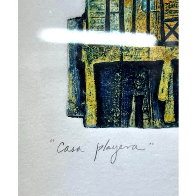 Puerto Rico Beach House Engraving Original Art Work Signed 2003 Framed 13”x13” For Sale In Washington DC - Image 6 of 8