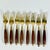 This is a lovely set of Brass and Rosewood Appetizer or Dessert Forks. They are wonderful accent flatware when you are...