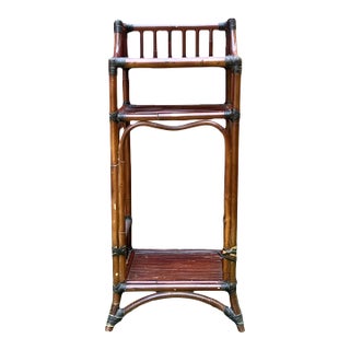 Mid-Late 20th Century Bamboo Etagere 3-Tiered Shelf or Magazine Stand For Sale
