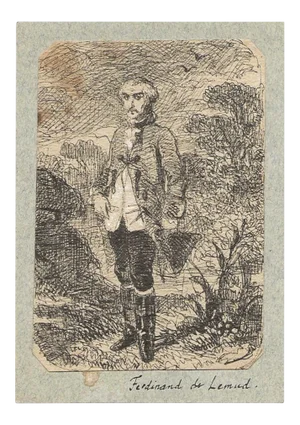 Ferdinand Lemud, Man In Nature, Drawing, 19th Century