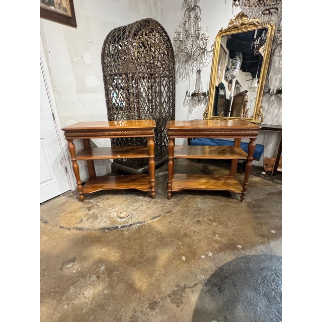 This pair of 19th c. French Oak Etageres is a beautiful addition to any living room. These elegant bookcases offer ample...
