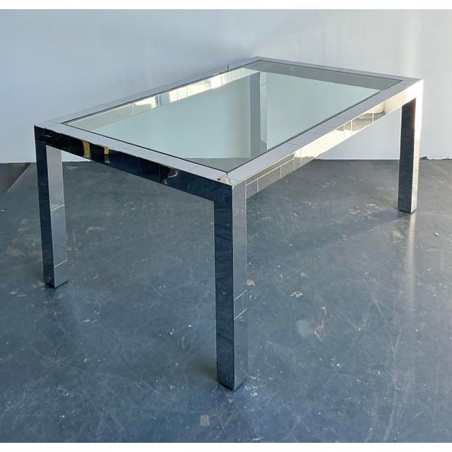 Chrome Vintage Boho Chrome Cityscape Dining Table After Paul Evans For Sale - Image 8 of 12