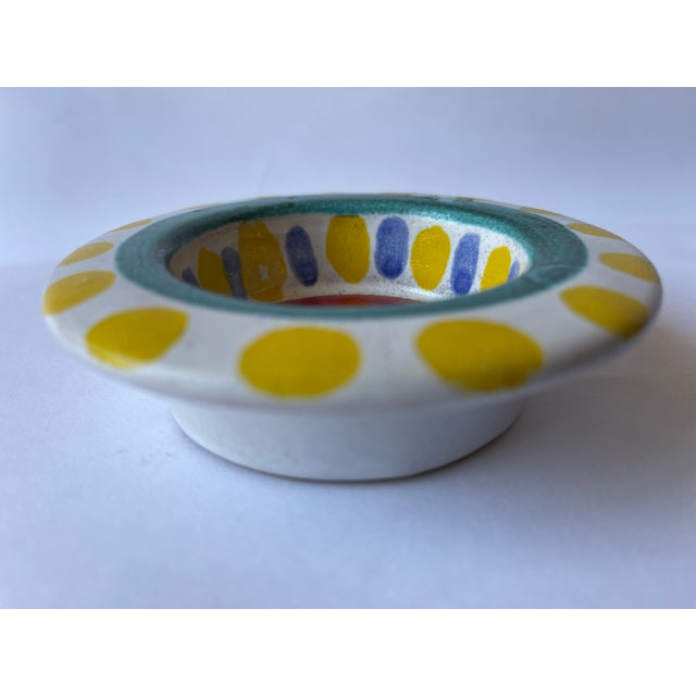 Italian 1960's hand painted colorful ceramic dish by Giovanni DeSimone, hand crafted in Italy. Signed on underside,...