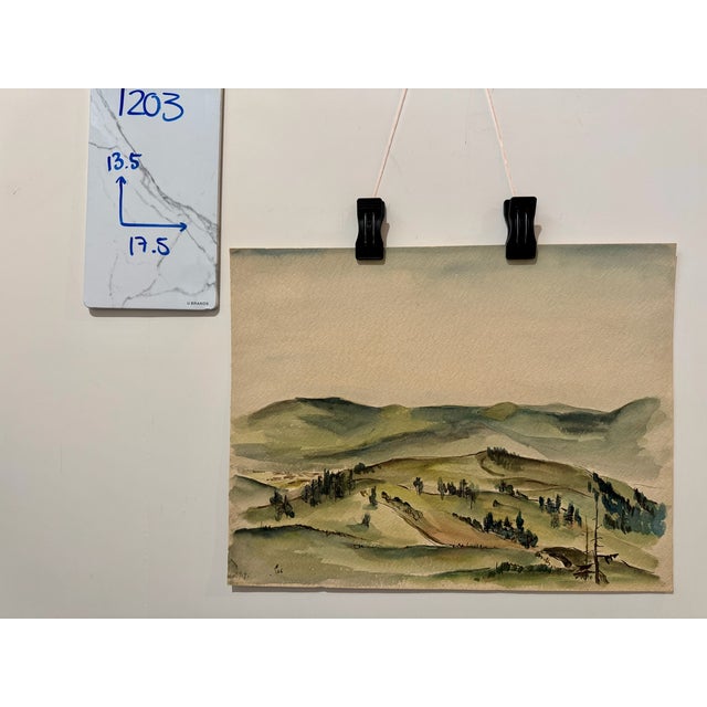 Green Henry Emil Salloch Original Watercolor on Paper Winter on the Rhine, 1936. For Sale - Image 8 of 8