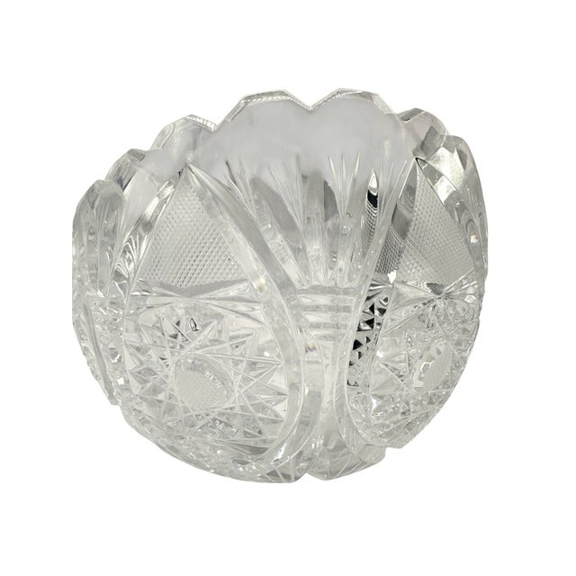 Vintage American Brilliant Style Cut Crystal Serving Bowl For Sale - Image 12 of 12