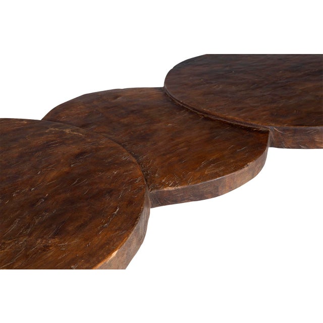 Contemporary Three Circle Design Elm Coffee Table For Sale - Image 3 of 7