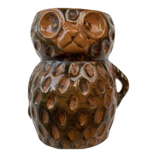 Vintage Rustic Thumbprint Pottery Bear For Sale