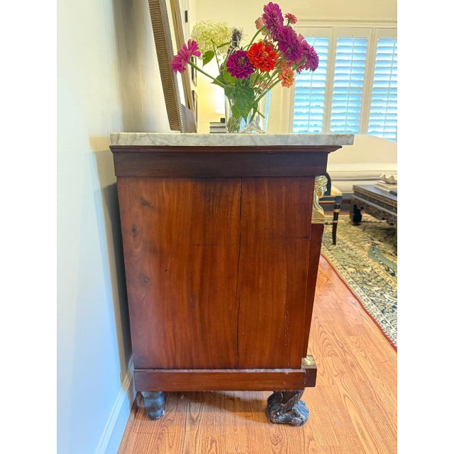 Late 19th Century Fine French Empire Flame Mahogany Commode with Bronze Carytids For Sale - Image 4 of 7
