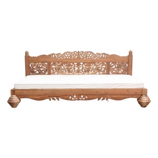 Grand 108" Long Royal Bali Carved Daybed For Sale