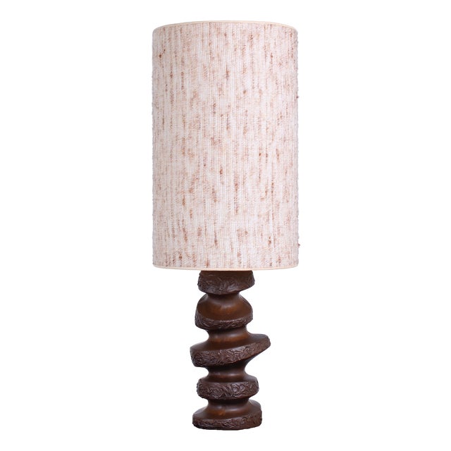 Large Brutalist Sculptural Ceramic Table Lamp, 1970s For Sale