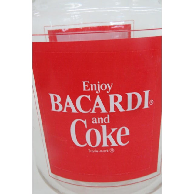 Advertising Glass Pitcher for Bacardi Rum and Coca Cola 1970s Promotion 4865b For Sale - Image 9 of 14