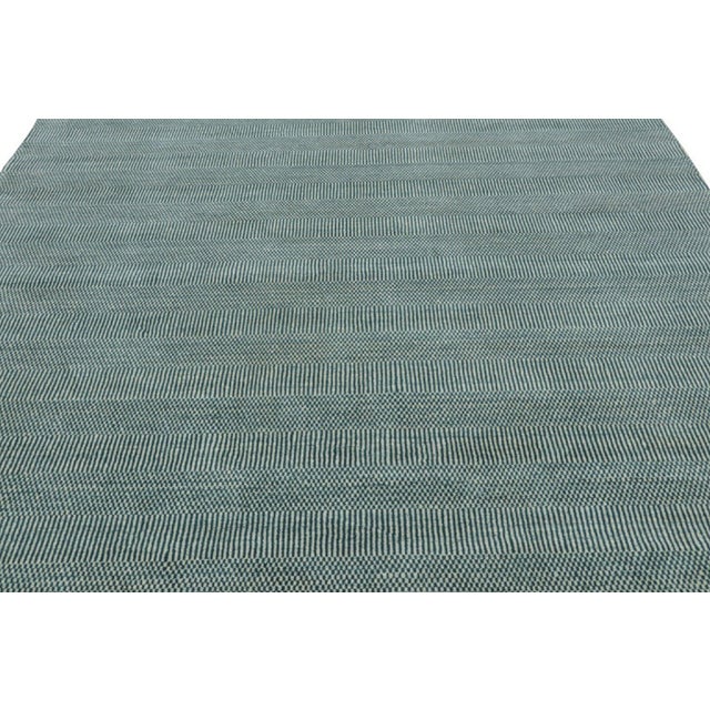 Rug & Kilim Rug & Kilim’s Modern Rug in Blue and Cream, With Stripes and Geometric Patterns For Sale - Image 4 of 8