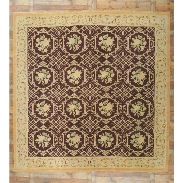 Textile Antique European Garden Rug - 10'08 X 10'10 For Sale - Image 7 of 9