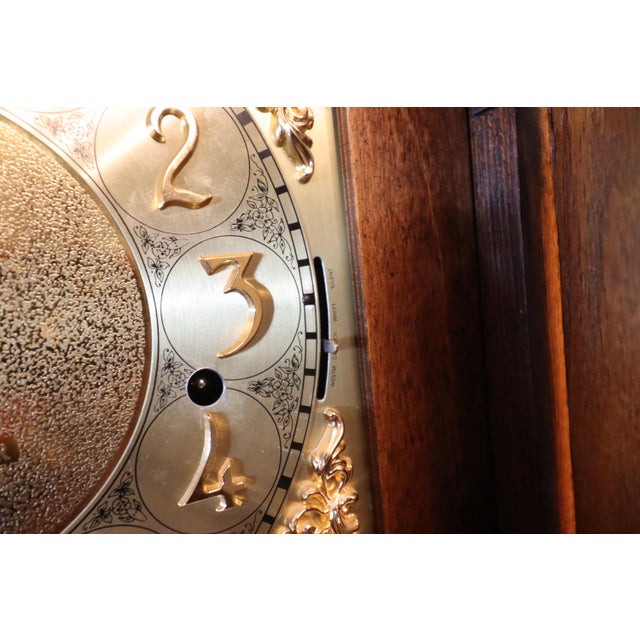 Vintage Howard Miller “Beaumont” Triple-Chime Oak Grandfather Clock, Model 610-259, Circa 1985 For Sale - Image 17 of 17