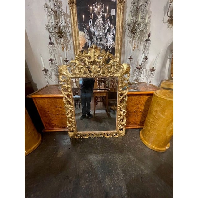 19th C. Italian Florentine Carved Giltwood Mirror For Sale - Image 12 of 12