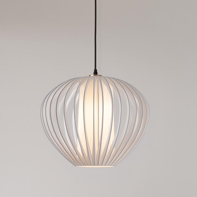 Nova Bloom Pendant Light 14" D by Nova of California - White Satin Shade, Weathered Brass, Dimmable Bulb Included For Sale - Image 4 of 7