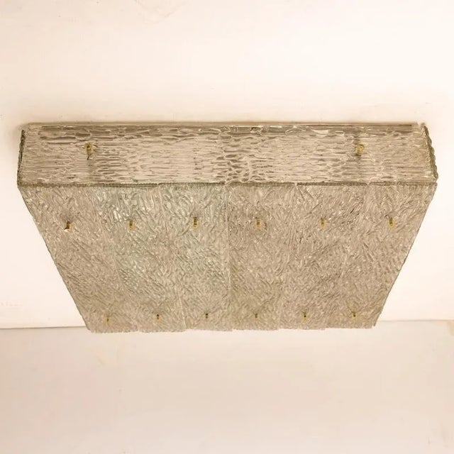 White Large Textured Glass Square Flush Mount from Kalmar, Austria, 1960s For Sale - Image 8 of 18