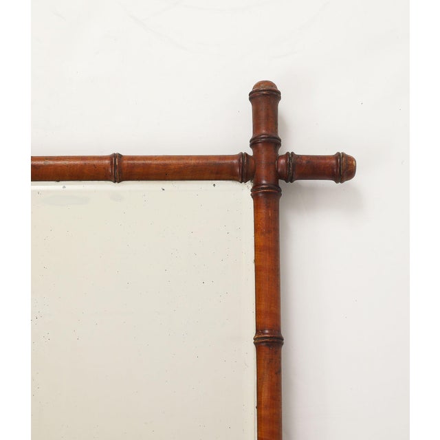 1940s Small Faux Bamboo Carved Frame Mirror, England 1940s For Sale - Image 5 of 9