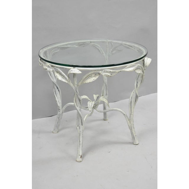 Hollywood Regency Vintage Italian Hollywood Regency Iron Leafy Scroll Round Occasional Side Table For Sale - Image 3 of 14