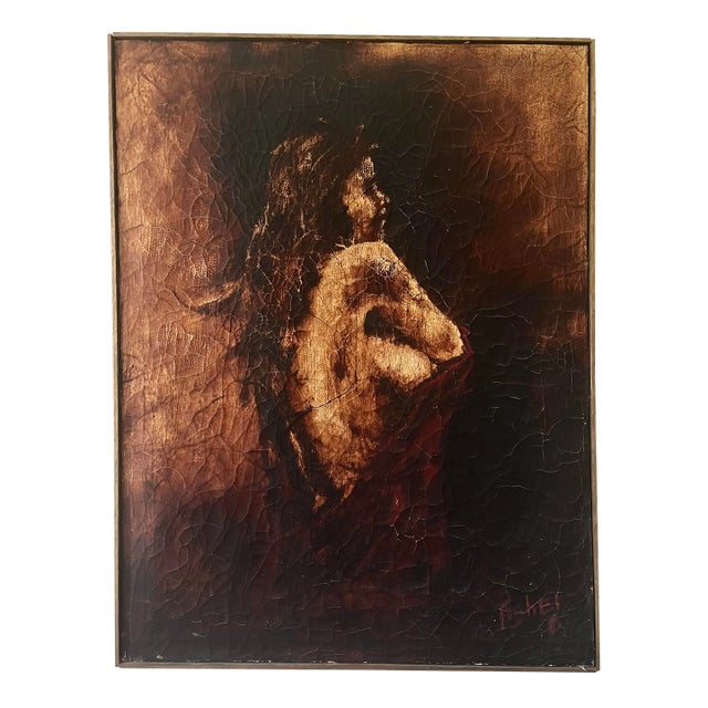 Vintage Painting of Female Nude Figure For Sale