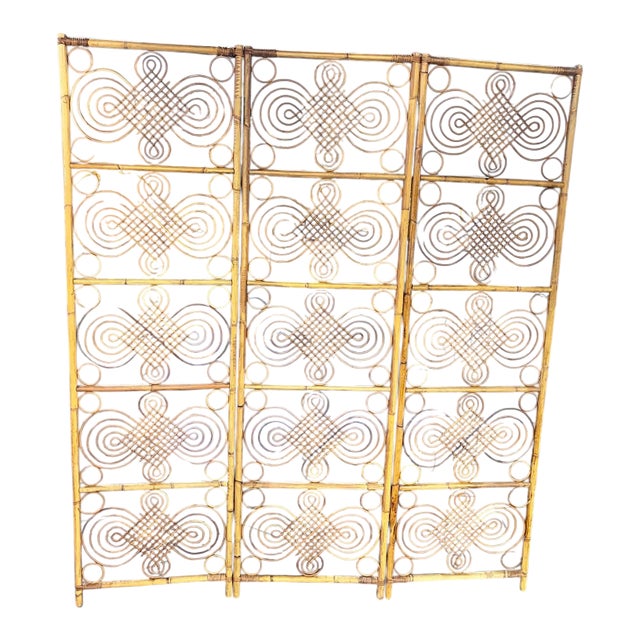 1970s French Riviera 3-Panel Folding Screen / Room Divider For Sale